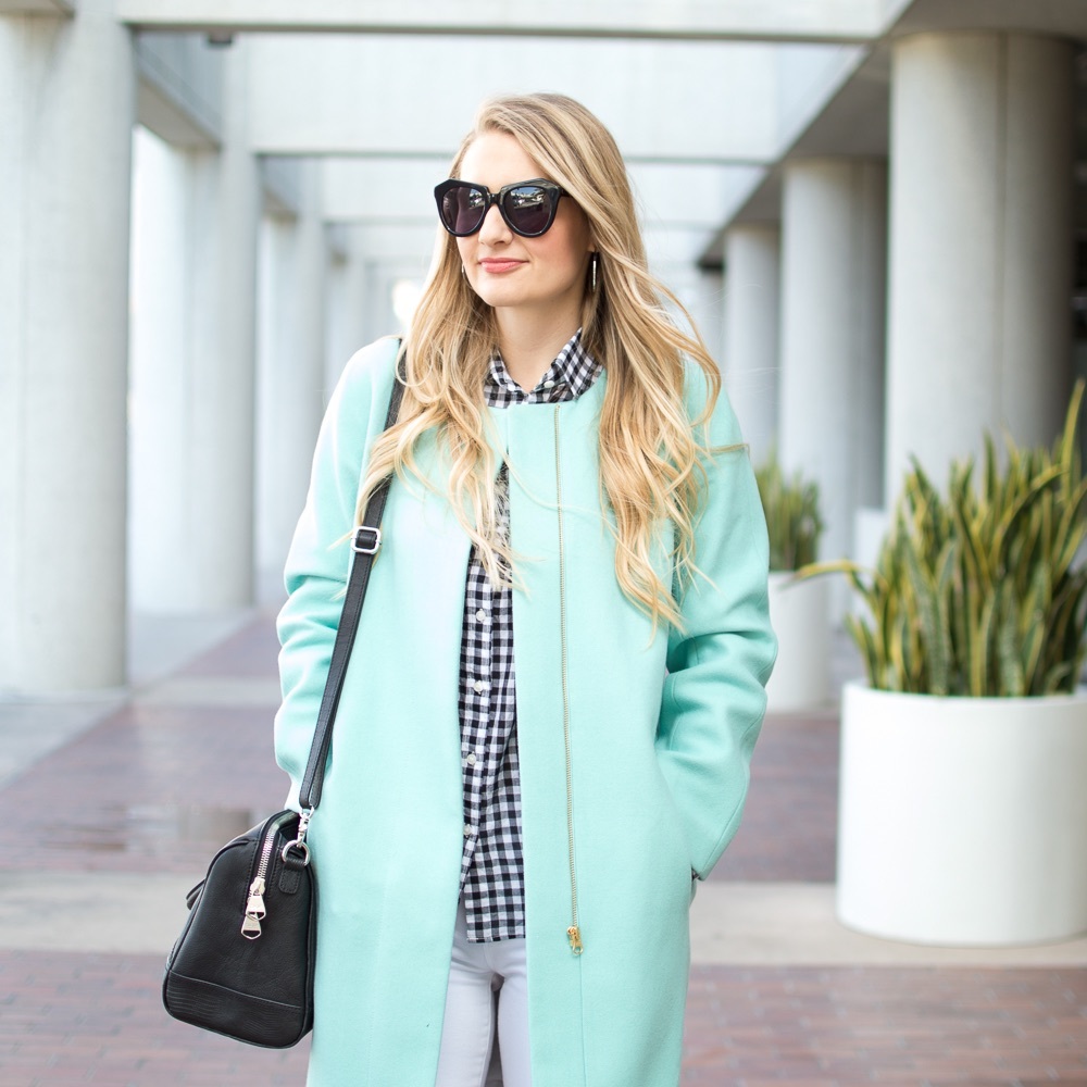 J Crew Mint Turquoise Collarless Coat 2
